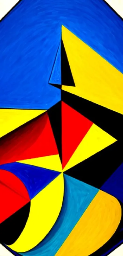 Vibrant abstract wallpaper with bold shapes and primary colors.