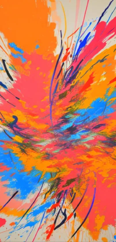 Vibrant abstract wallpaper with bright, dynamic colors and brush strokes.