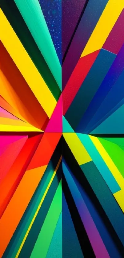 Vibrant abstract wallpaper with colorful geometric patterns.