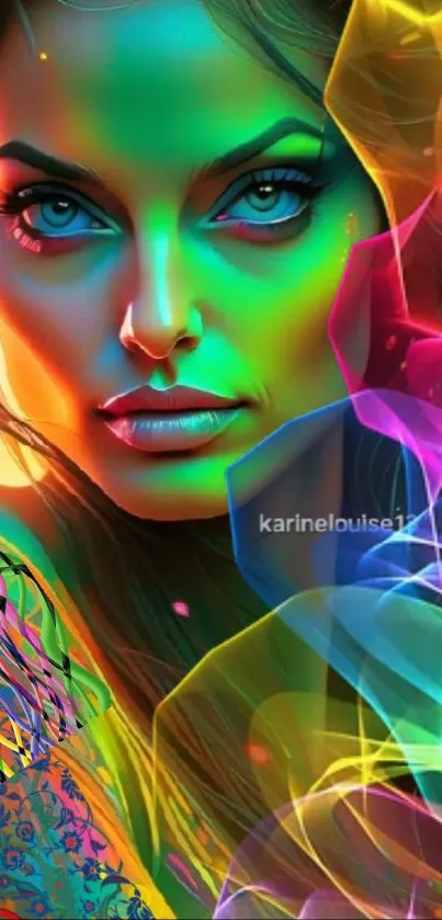 Vibrant abstract portrait wallpaper with vivid colors.