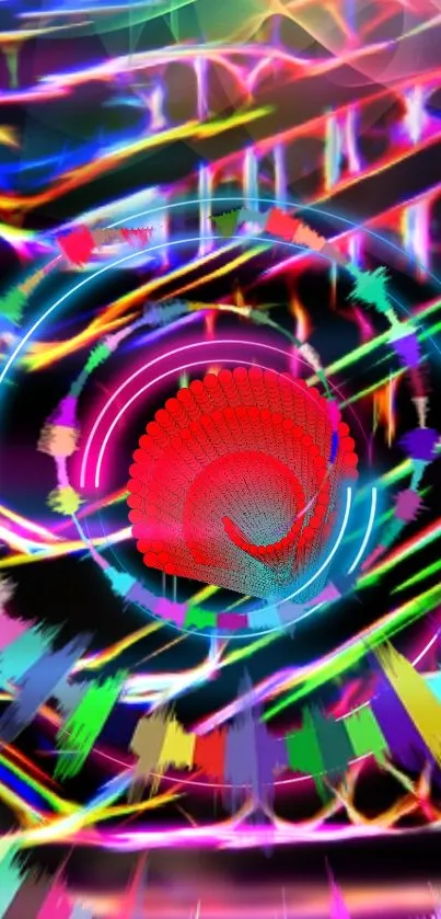 Vibrant abstract wallpaper with neon colors and swirling patterns for phone.