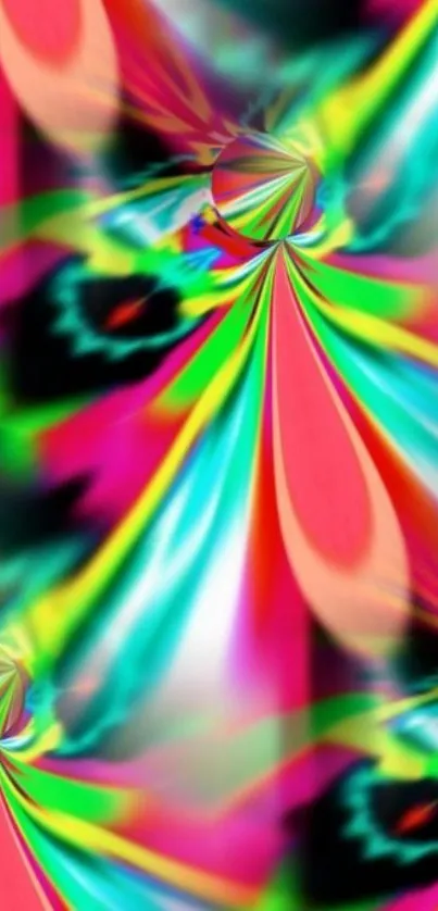 Vibrant abstract mobile wallpaper with neon colors.