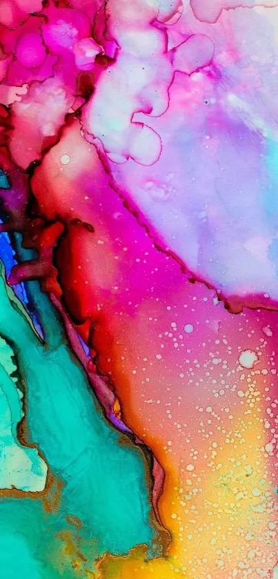 Vibrant abstract phone wallpaper with pinks, purples, and teals.