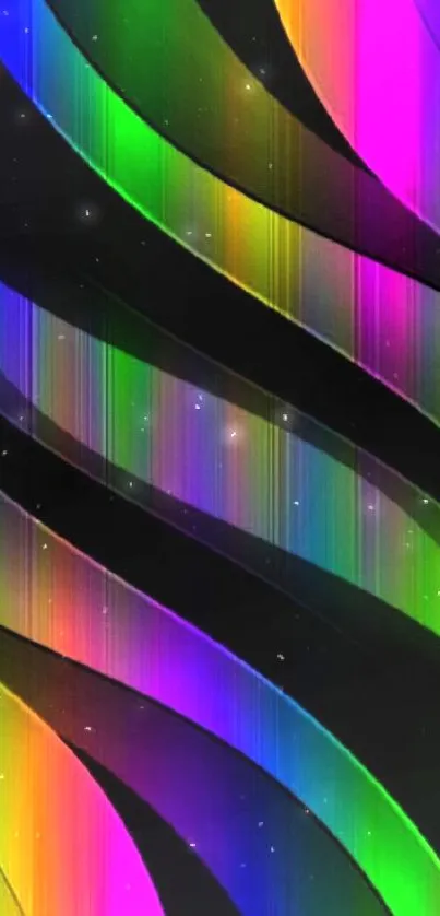 Vibrant abstract wallpaper with colorful lines on black.