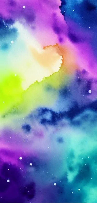 Vibrant abstract mobile wallpaper with colorful nebula hues.