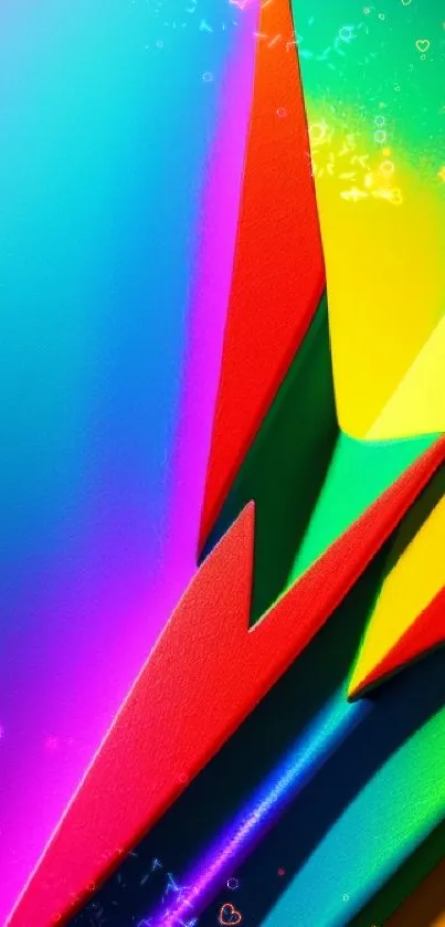 Vibrant abstract wallpaper with bold geometric shapes and colorful hues.