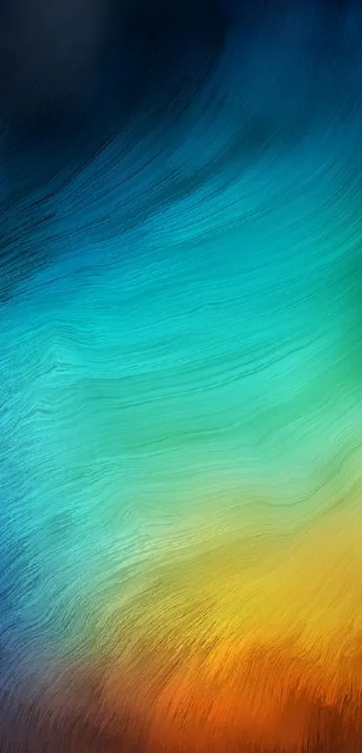 Vibrant abstract wallpaper with blue, green, and orange gradient.