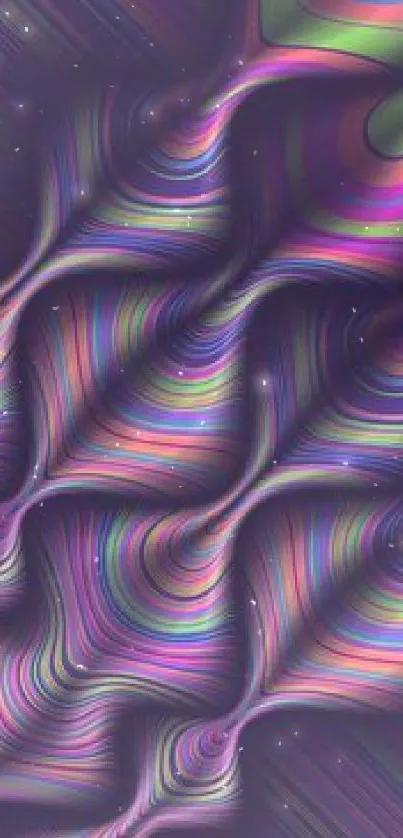 Colorful abstract wallpaper with swirling patterns and vibrant purple hues.