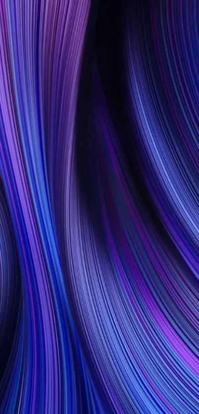 Vibrant abstract wallpaper with flowing purple and blue lines.