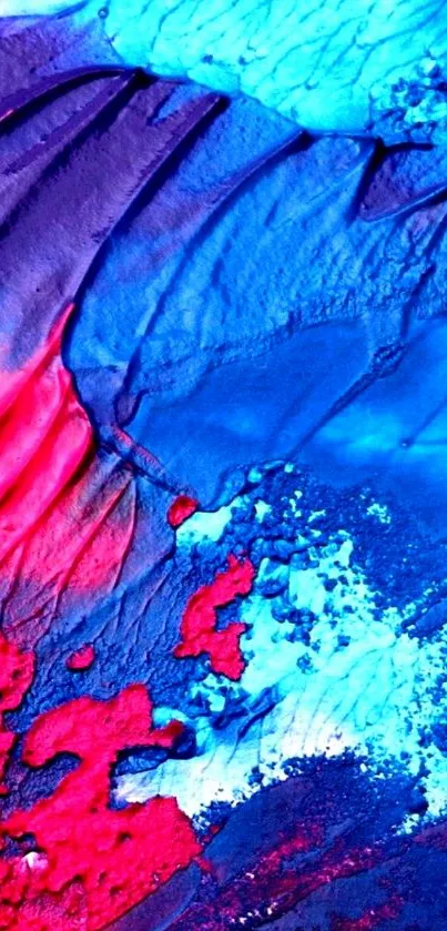 Vibrant abstract phone wallpaper with blue and red brush strokes.