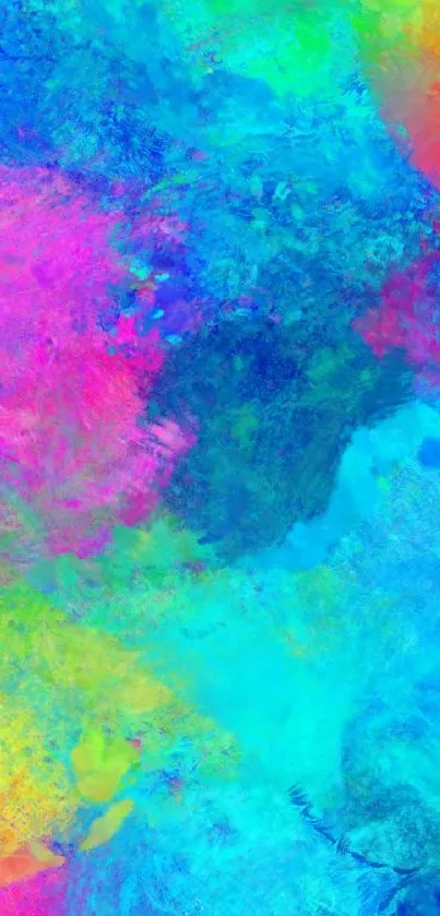 Vibrant blue and pink abstract phone wallpaper.