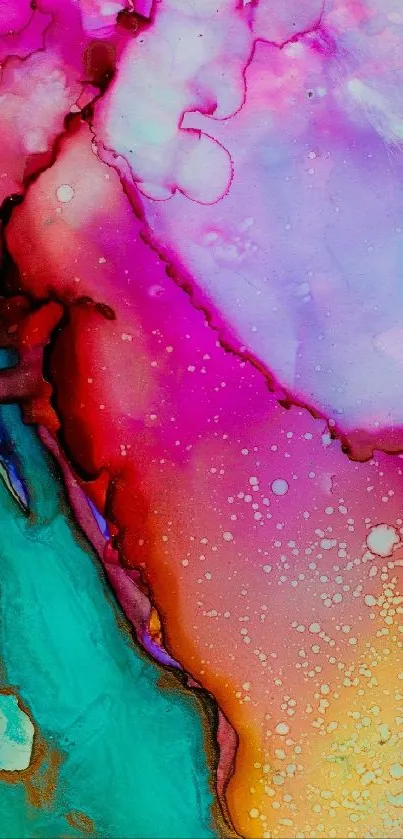 Vibrant abstract phone wallpaper with pink, purple, and turquoise colors.