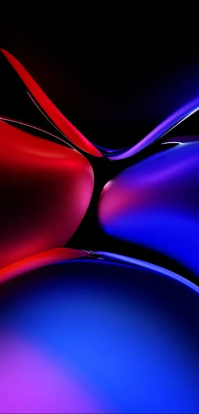 Abstract wallpaper with vibrant red and blue hues on a black background.