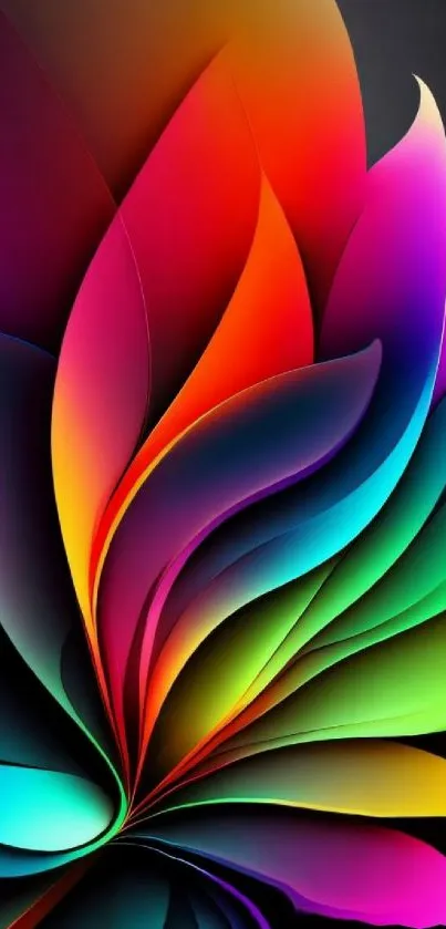 Vibrant abstract wallpaper with flowing colorful patterns.