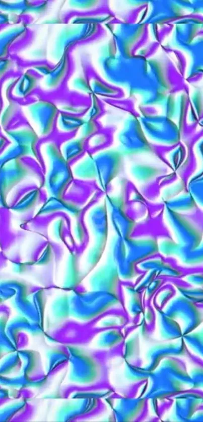 Vibrant abstract phone wallpaper with blue and purple wavy patterns.