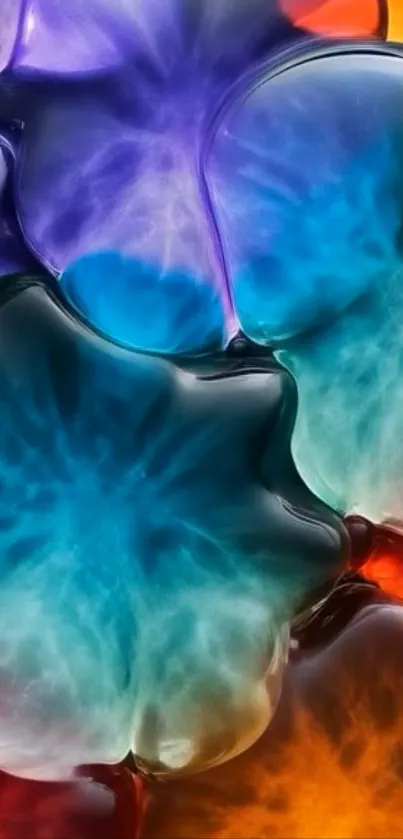 Vibrant abstract phone wallpaper with colorful fluid patterns.