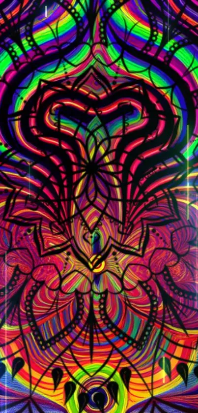 Vibrant abstract wallpaper with colorful psychedelic patterns.
