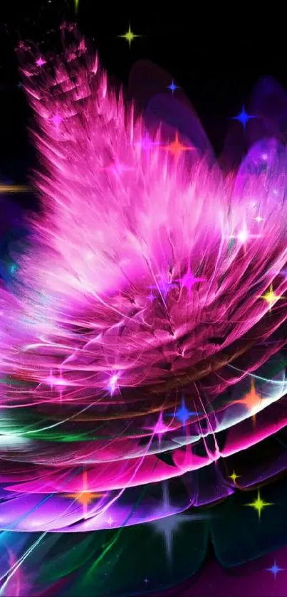 Vibrant abstract mobile wallpaper with pink and purple hues.