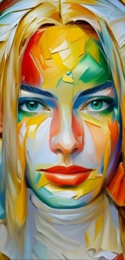 Colorful abstract portrait art with vibrant hues and modern design.