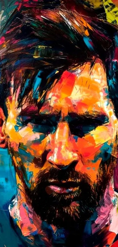 Vibrant abstract portrait art wallpaper, colorful and expressive design.