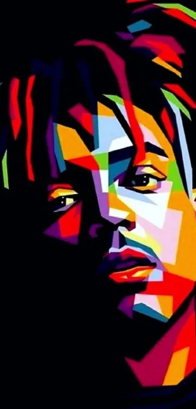 Vibrant pop art portrait with bold colors.