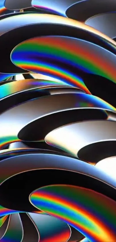 Abstract rainbow swirl wallpaper with vibrant colors.