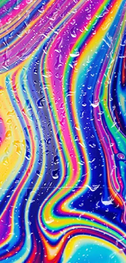 Vibrant abstract rainbow swirl wallpaper with bold colors.