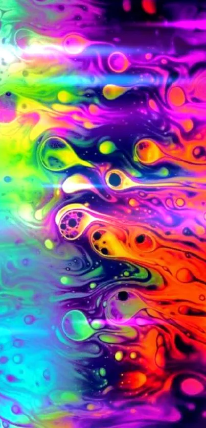 Vibrant abstract rainbow swirls mobile wallpaper with purple, red, and blue hues.