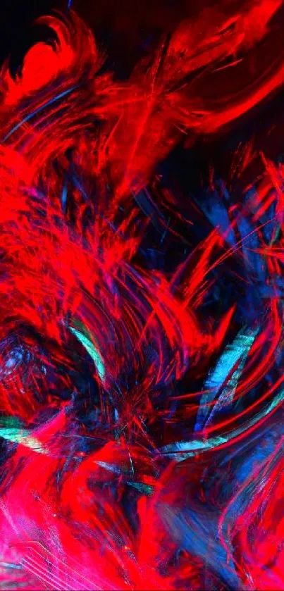 Dynamic abstract red and blue art wallpaper.