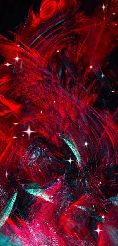 Vibrant abstract red swirl mobile wallpaper with dynamic energy.