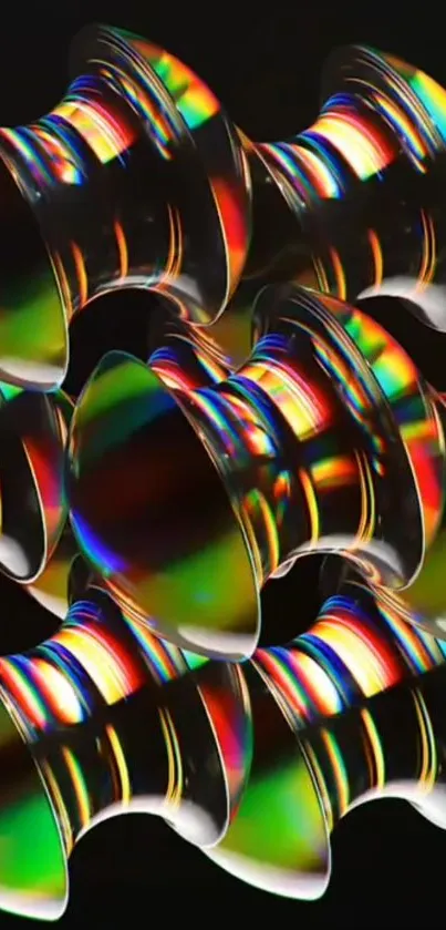 Colorful abstract pattern with reflections and vibrant hues.