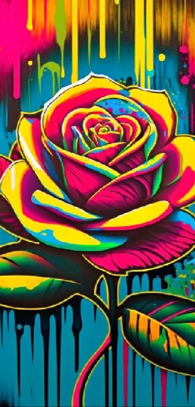 Vibrant abstract rose wallpaper with neon colors