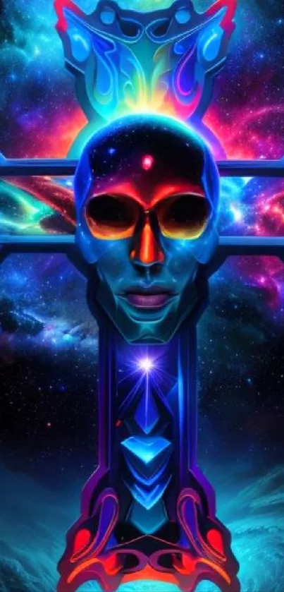 Vibrant cosmic digital art with surreal elements.