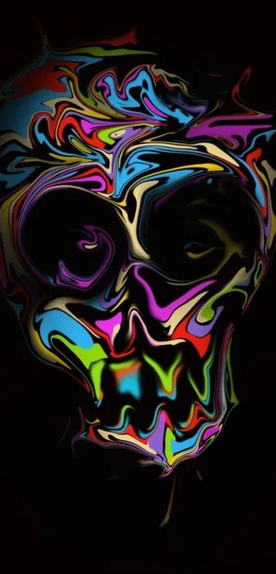 Vibrant and colorful abstract skull design wallpaper.