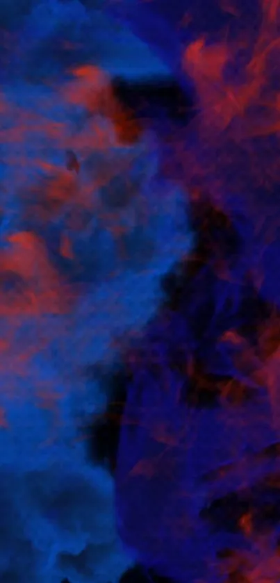 Vibrant blue and orange abstract smoke wallpaper.