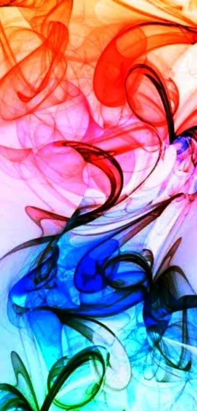 Vibrant abstract smoke art with swirling colors.