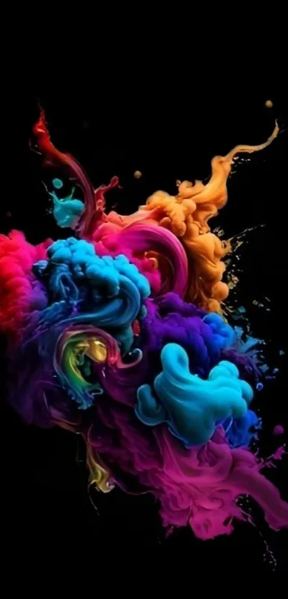 Vibrant abstract colors swirling on a black background.