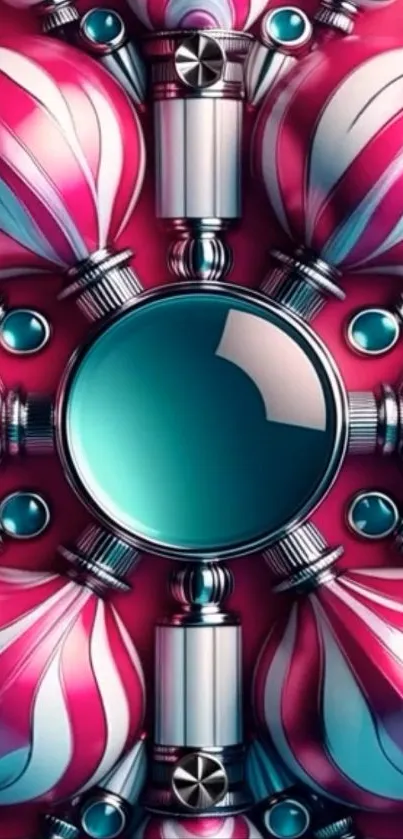 Colorful abstract design with spheres and patterns on wallpaper.