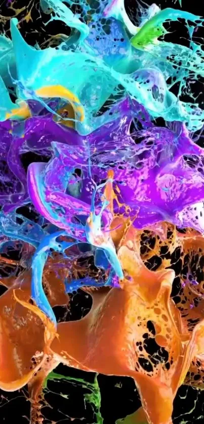 Colorful abstract splash with vibrant colors on black background.