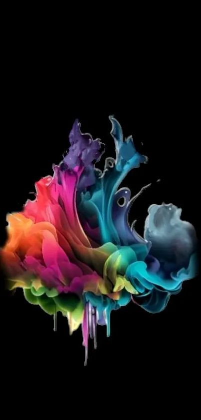 Colorful abstract splash with dark background.