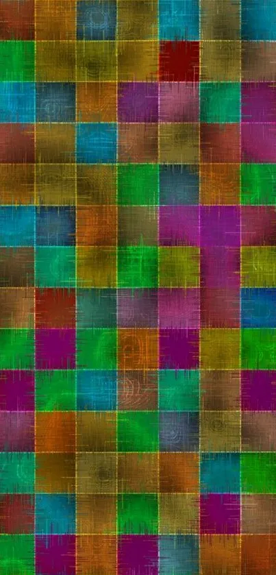 Vibrant colorful abstract squares mosaic wallpaper.