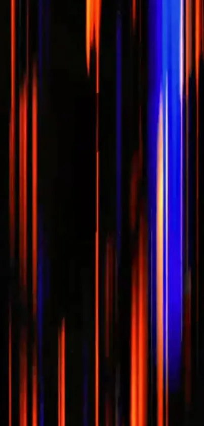 Vibrant abstract wallpaper with blue and orange stripes.