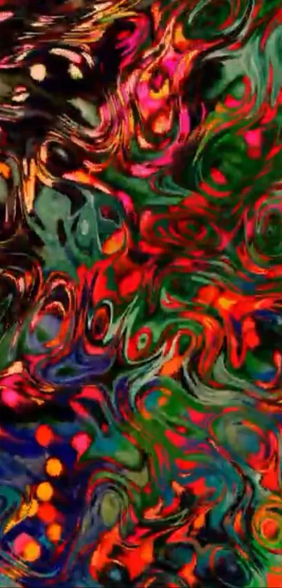 Vibrant abstract swirl art with bold colors.