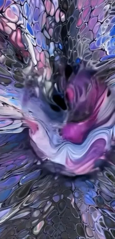 Abstract wallpaper with vibrant purple and blue swirl.