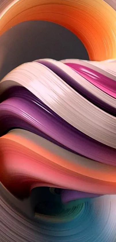 Vibrant abstract swirl wallpaper with orange and purple gradients.