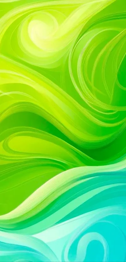 Abstract swirl design with vibrant green and blue hues.