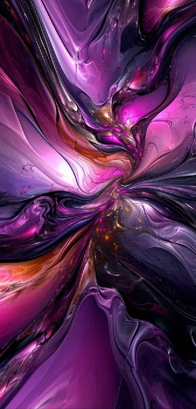 Vibrant abstract swirl with purple and orange hues.