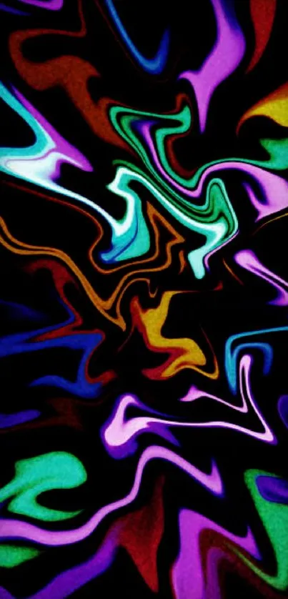 Vibrant abstract swirl with colorful patterns on a black background.