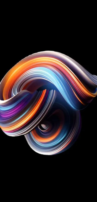 Vibrant abstract swirl on black background.