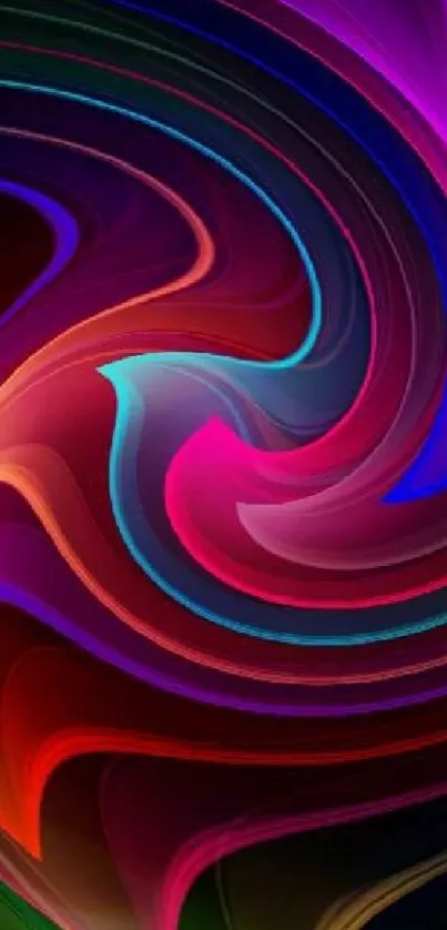 Vibrant abstract swirl with dynamic colors.